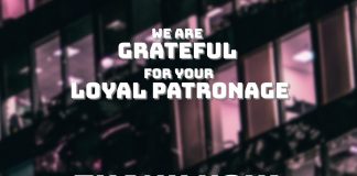 Thank you for your loyal patronage 